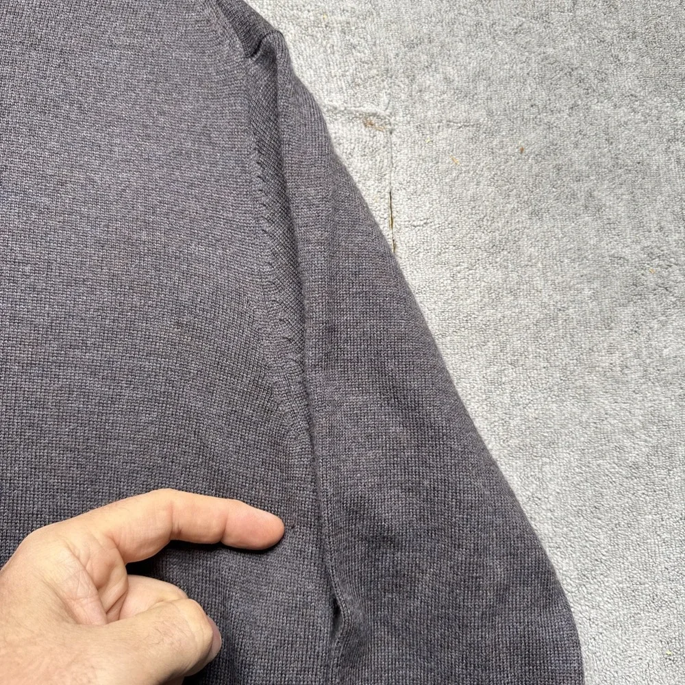 Raffi Men's Merino Wool 1/4 Zip‎ Sweater Large Purple Brown Preppy Old Money